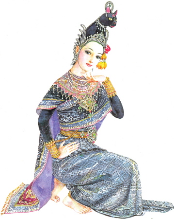 Young Thai dancer in traditional clotes